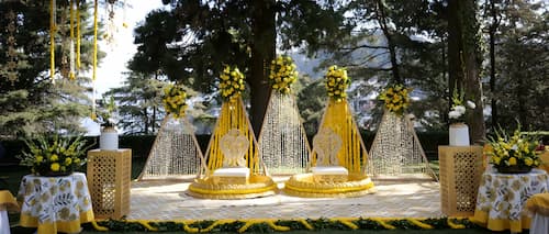 elegant haldi stage decor by planner in Dehradun